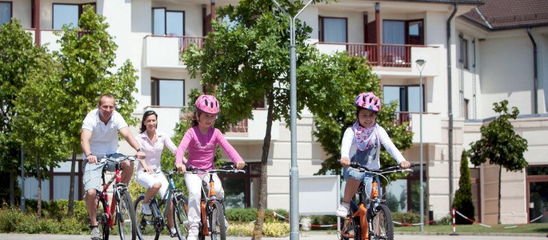 family with bicycle